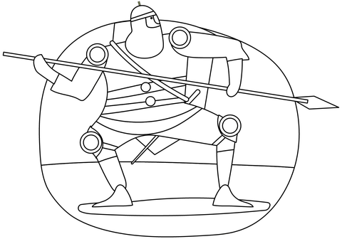 Knight With Spear Coloring Page